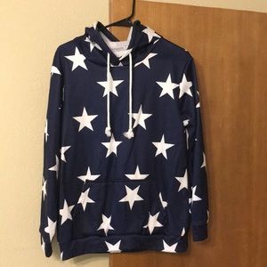 Navy blue with white stars pullover hoodie